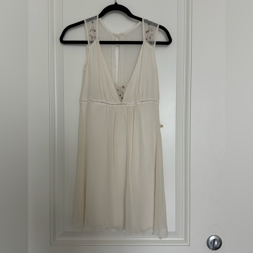 Spicy Boho White Sheer Mini Dress Size M